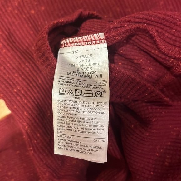 GAP Boy’s Maroon Button Long Sleeve Size 5 - Picture 5 of 5